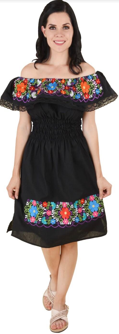 Vestido Mexican con Flores /Mexican Embroidery Dress with Flowers86