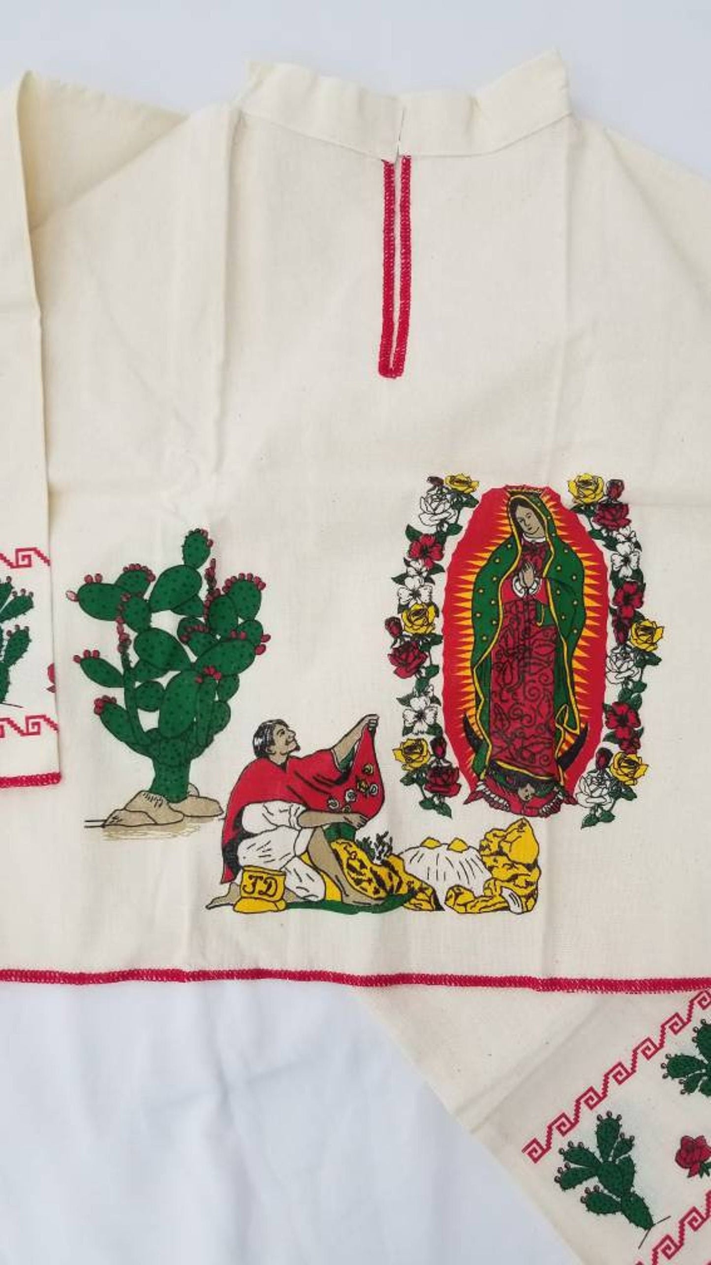Traje de Indito para Nino Bordado a Mano con Imagen de la Virgen de Guadalupe de Manta Traje Indito Juan Diego, Baby Boy Juan Diego Outfit127