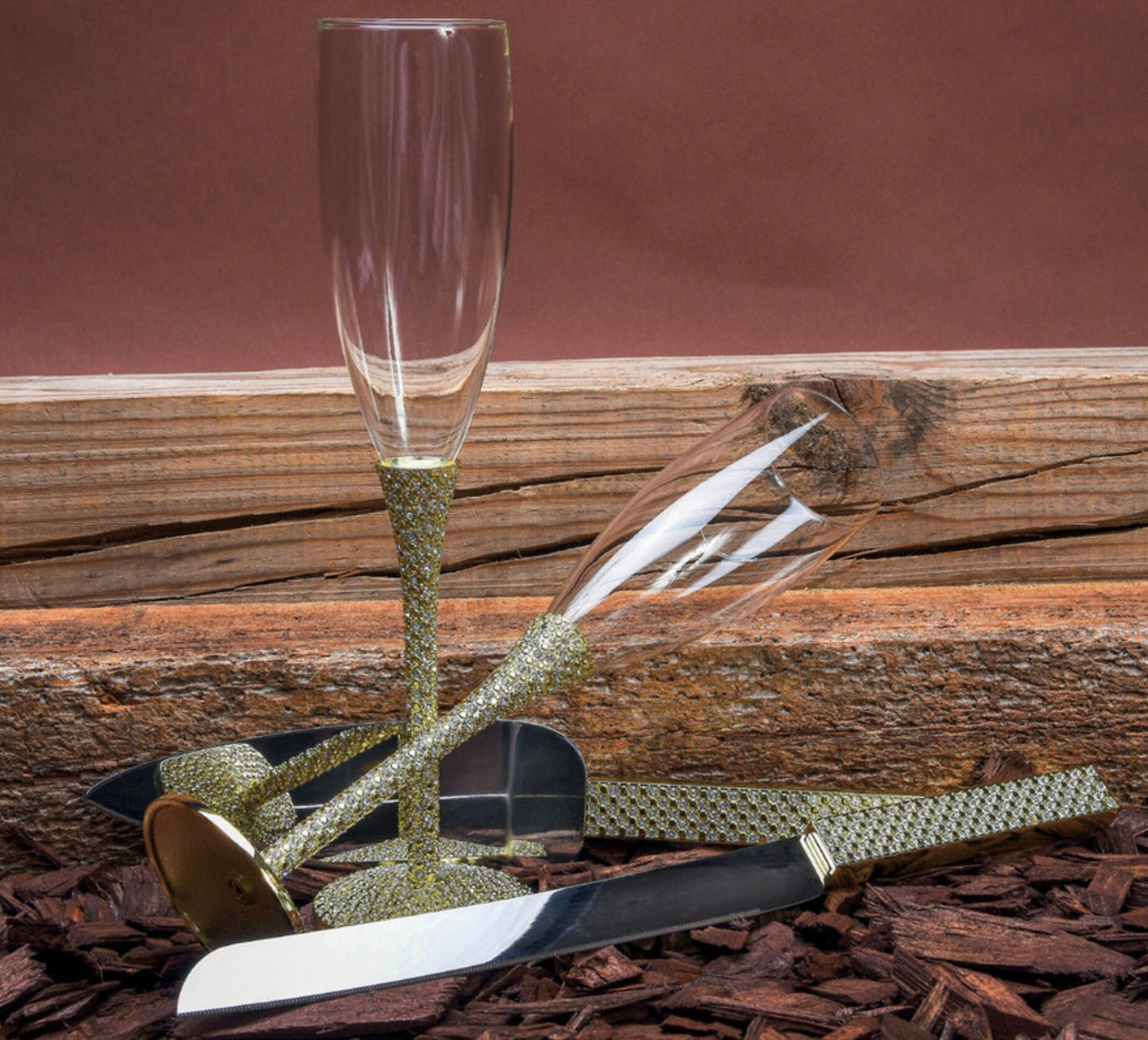 Personalized Wedding Cake Server and Knife Set Custom Cake Serving, Knife Cutter , and Champagne Flutes Wedding Bridal188