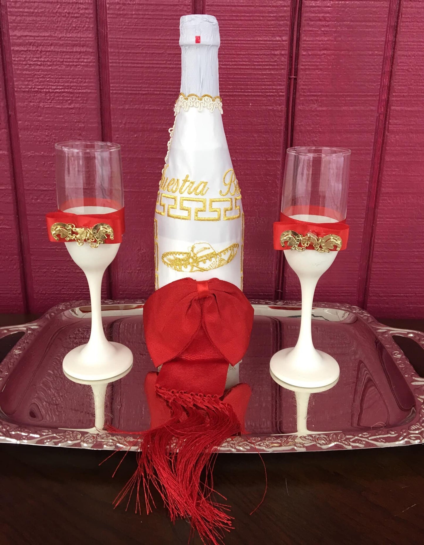 Personalized Wedding/Quinceniera Champagne Set ( Bottle And 2 Glasses)190