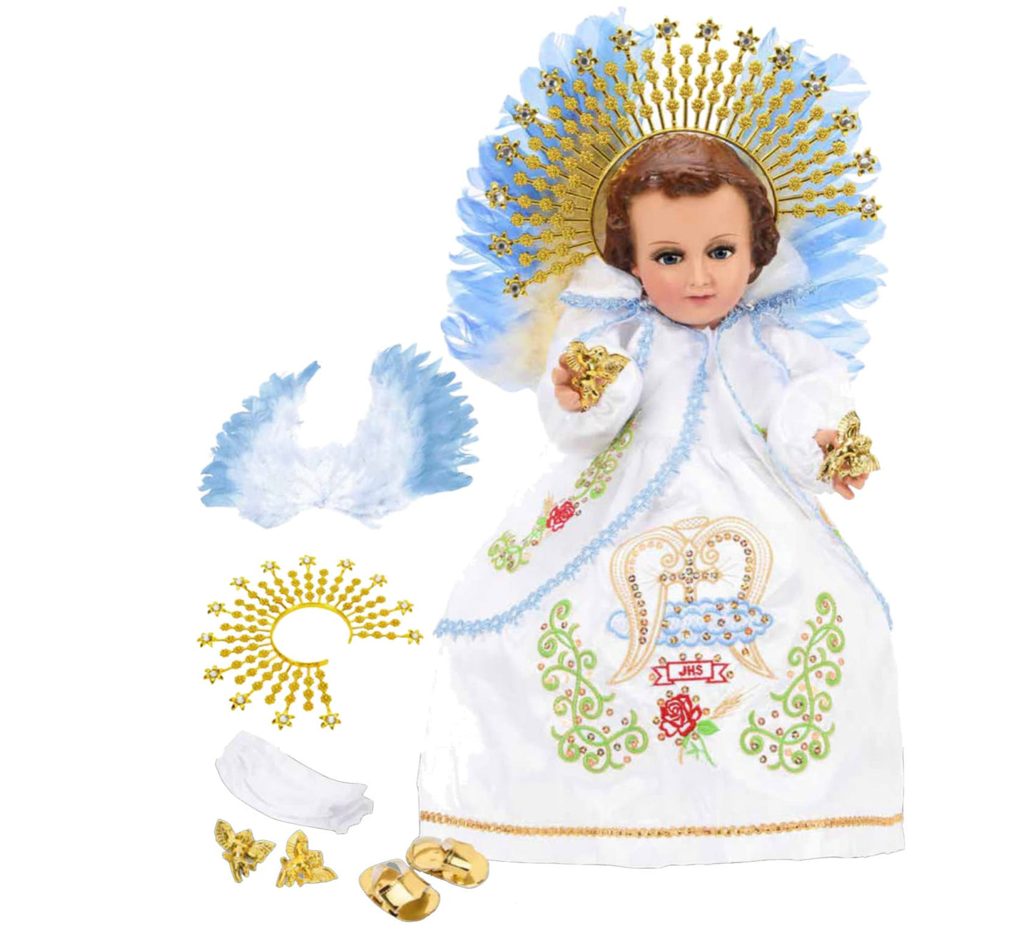 Trajecito de Angel de la Luz para Niño Dios con accesorios Incluidos/Baby Jesus Outfit20