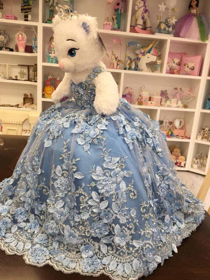 Personalized Quinceanera Teddy Bear Dress, Custom made Teddy Bear Dress, Includes Custom made Dress and Be372ar