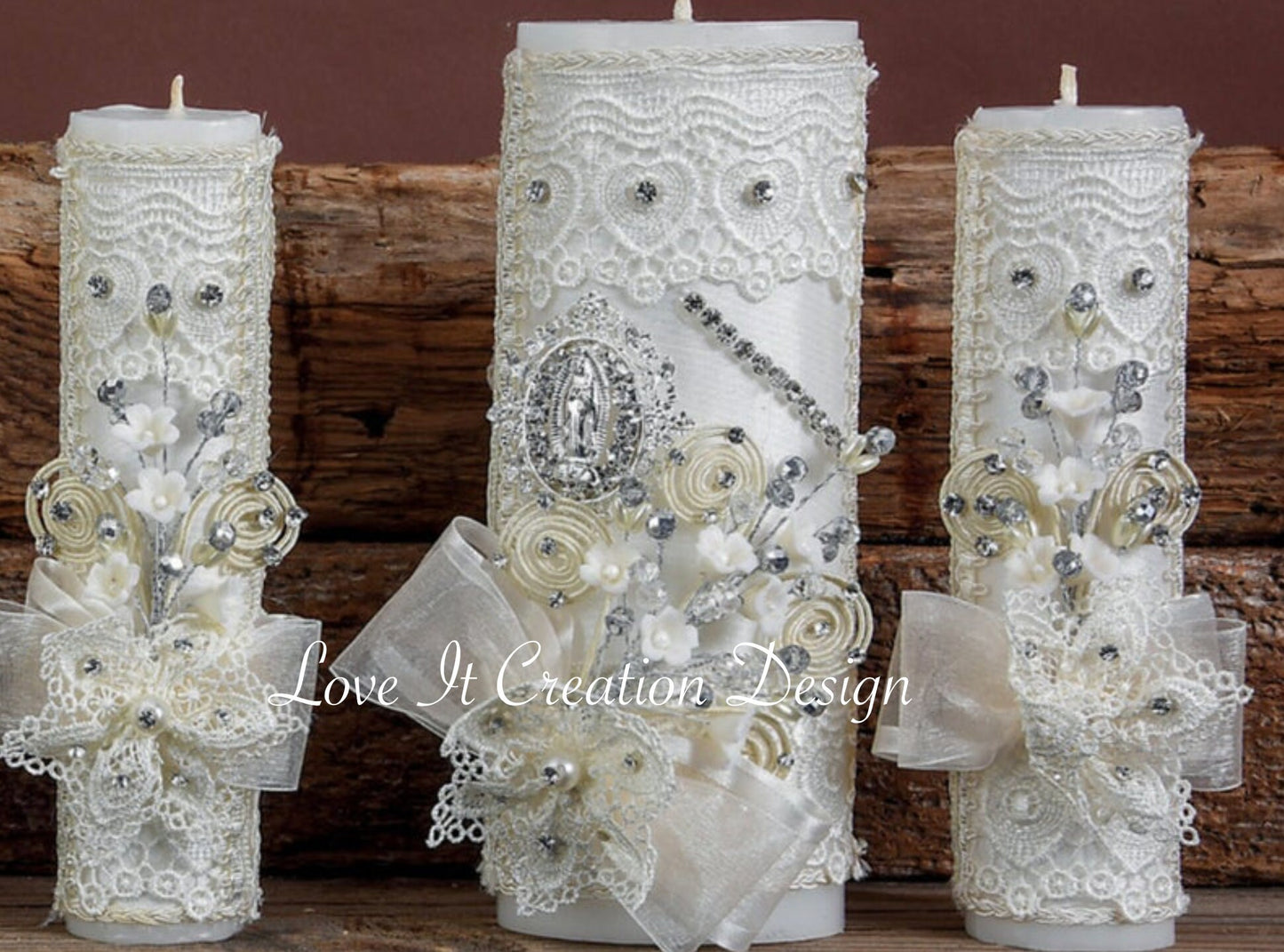 Wedding Unity Candle Set 3 piece Set, Vela para Boda de 3 Piezas VU53/22 31