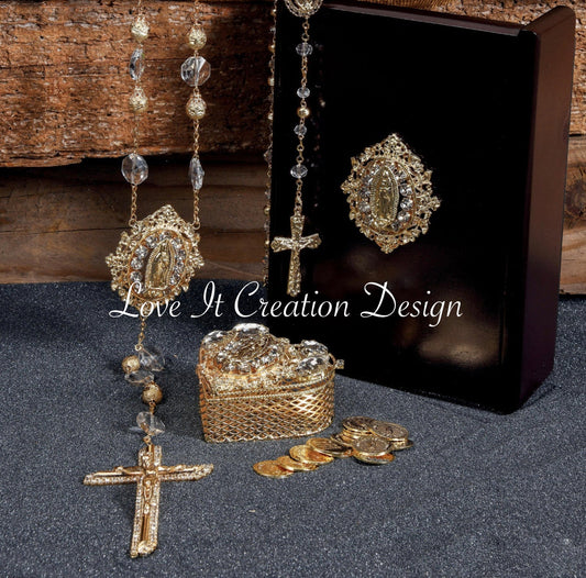 Set de Rosario, Arras y Lazo/Set of Rosary, Arras and Beautiful Wedding Lasso and Matching Rosary and Arras 12