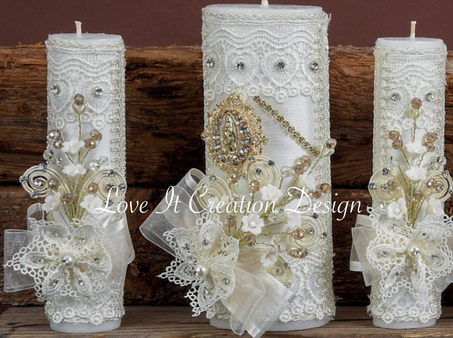 Wedding Unity Candle Set 3 piece Set, Vela para Boda de 3 Piezas VU53/22 31