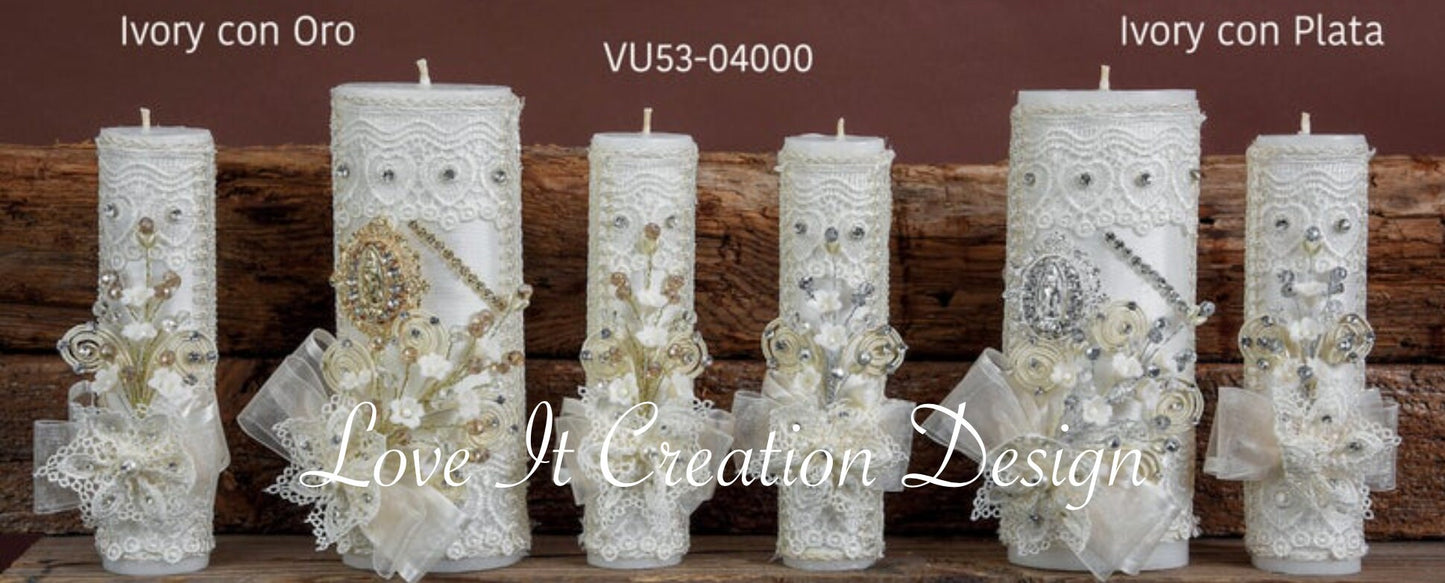 Wedding Unity Candle Set 3 piece Set, Vela para Boda de 3 Piezas VU53/22 31