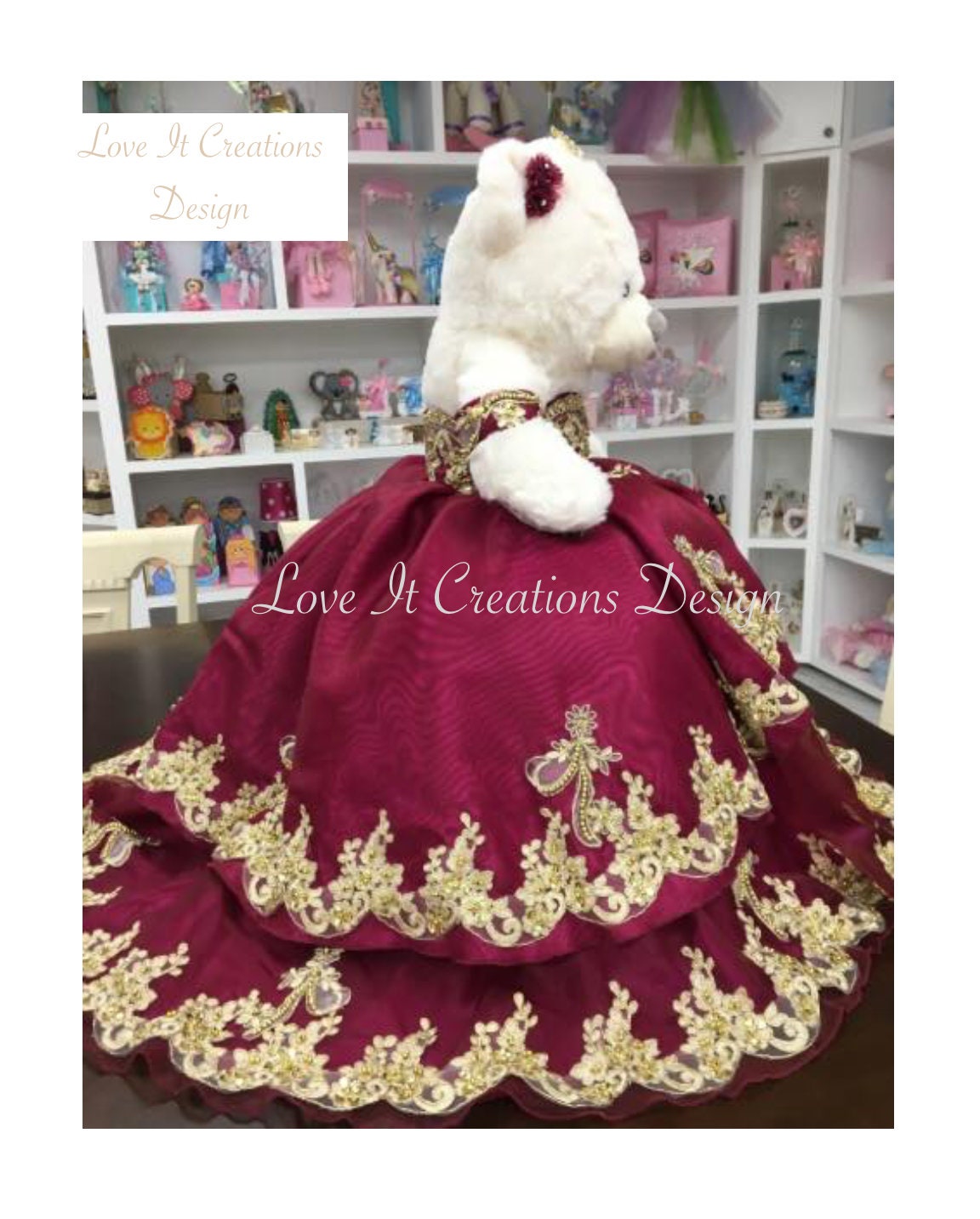 Personalized Quinceanera Teddy Bear Dress, Custom made Teddy Bear Dress, Includes Custom made Dress and Bear66