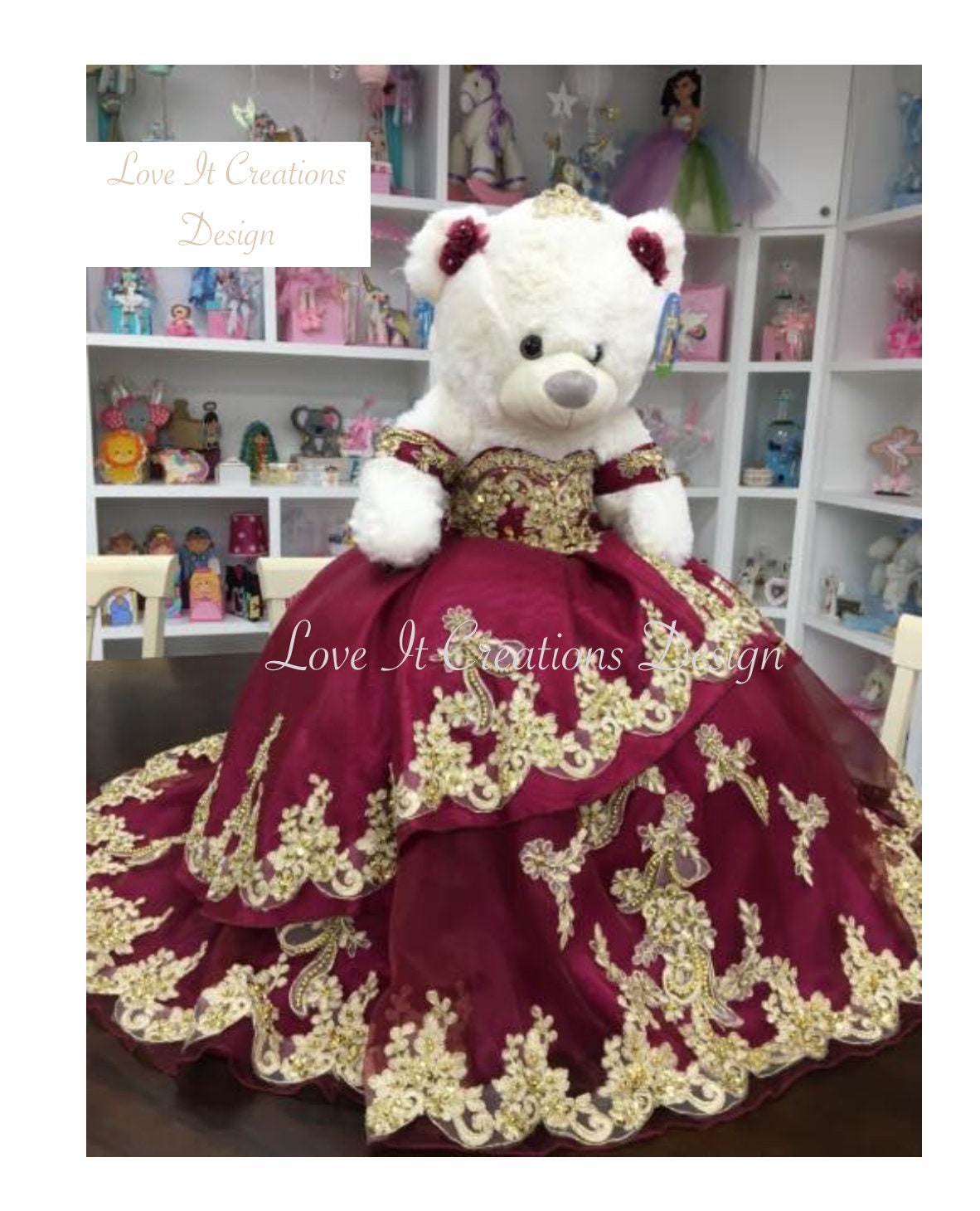 Personalized Quinceanera Teddy Bear Dress, Custom made Teddy Bear Dress, Includes Custom made Dress and Bear66