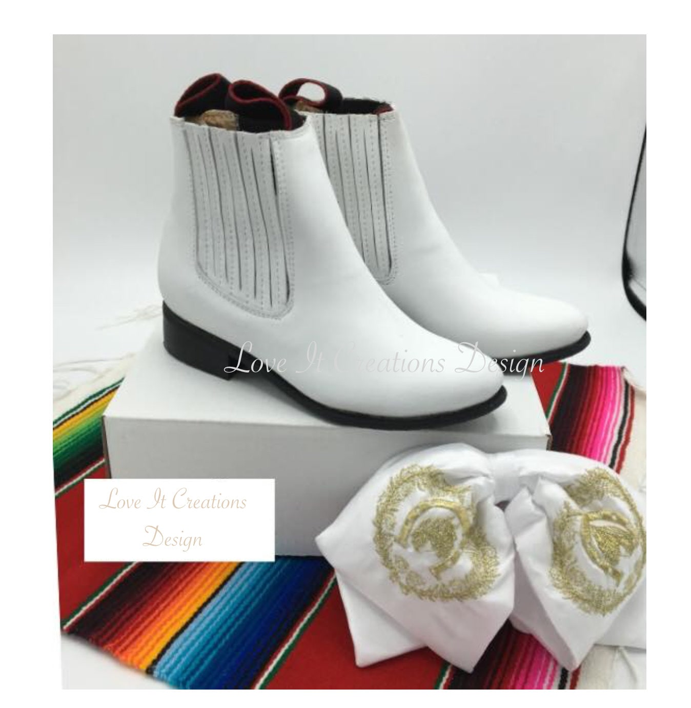 Cowboy leather boots, child cowboy boots, Charro boots, Ankle boots, baby boy boots, Toddler coyboy boots white boots135