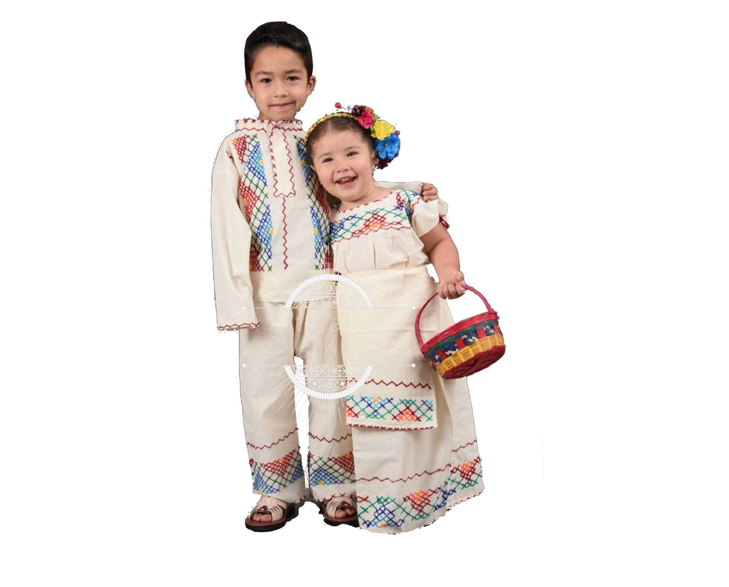 Traje de Michoacan para Nino y Nina Bordado a Mano de Manta Trajecito michoacán para nino y nina Michoacán traditional outfit22