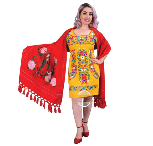 Vestido Mexican con Flores /Mexican Embroidery Dress with Flowers199