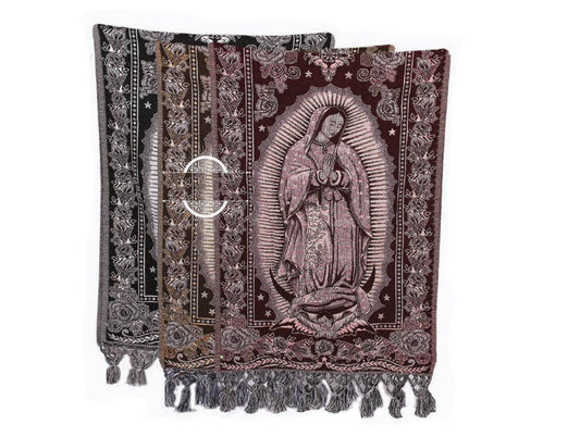 Rebozo Mexican con imagen de  la Virgen de Guadalupe  Mexican shawl with image of Virgen Mary96