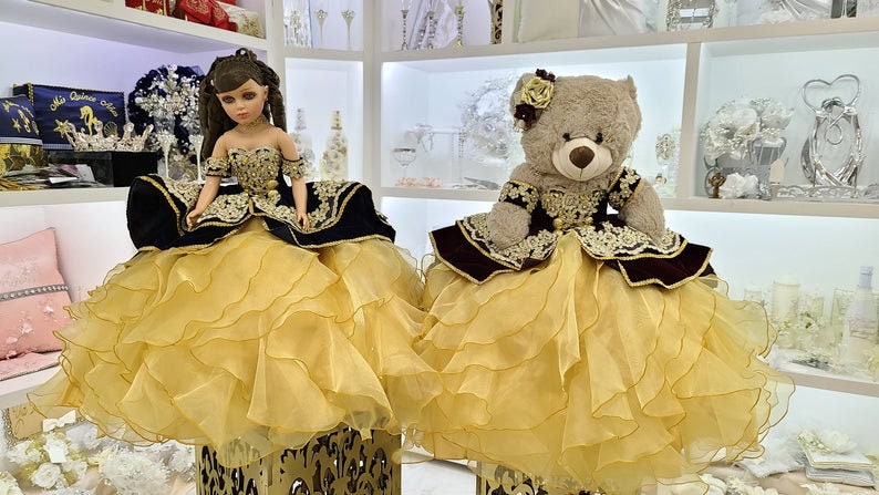 Personalized Quinceanera Teddy Bear Dress, Custom made Teddy Bear Dress, Includes Custom made Dress and Bear314