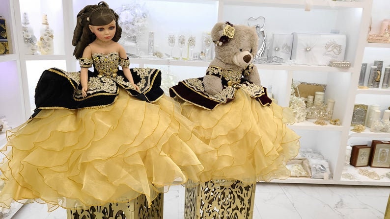 Personalized Quinceanera Teddy Bear Dress, Custom made Teddy Bear Dress, Includes Custom made Dress and Bear314