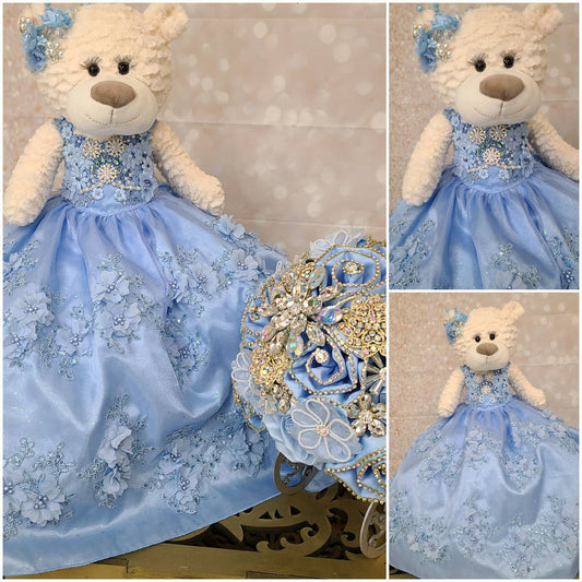 Personalized Quinceanera Teddy Bear Dress, Custom made Teddy Bear Dress, Includes Custom made Dress and Bear313