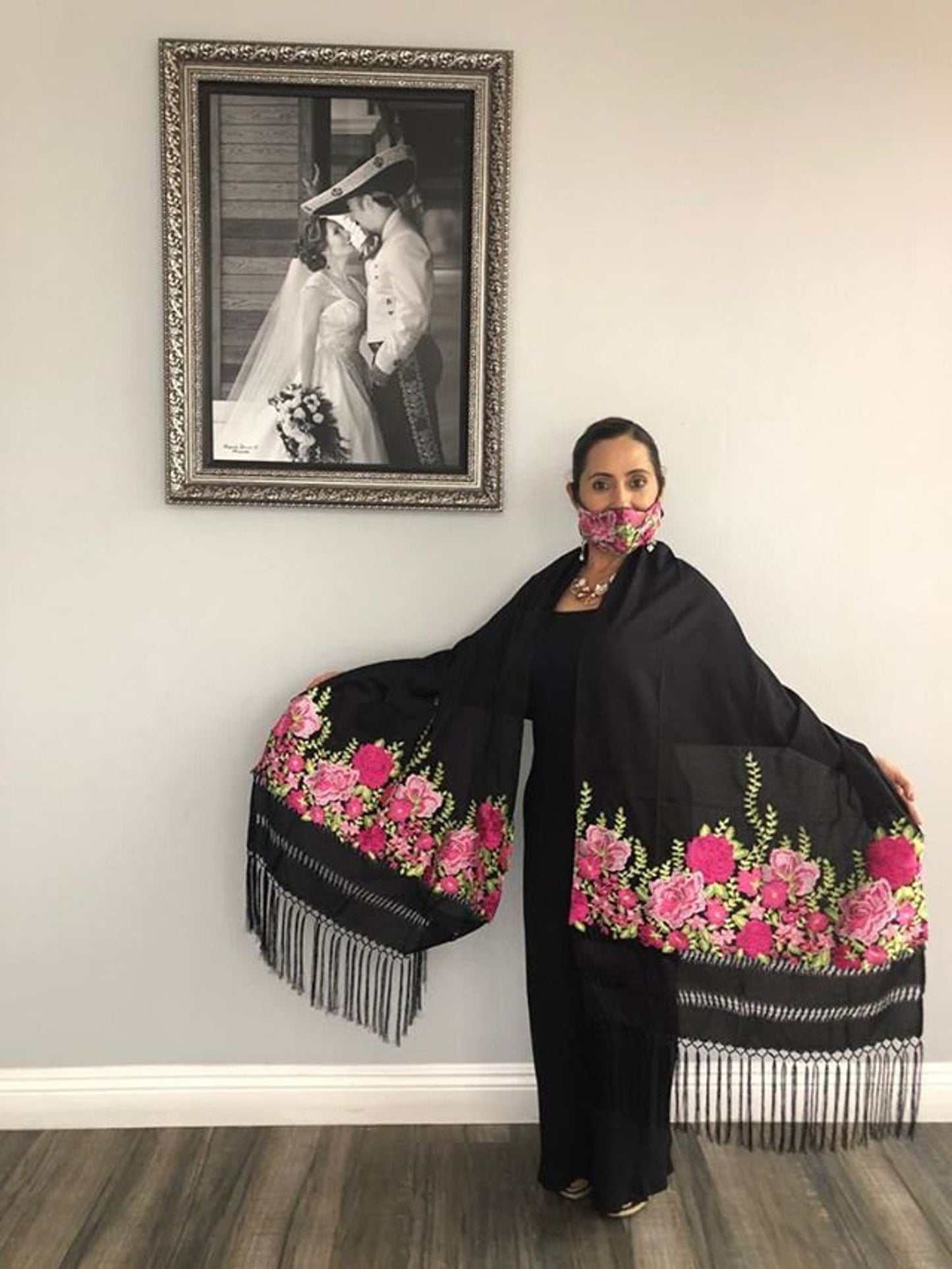 Reboso Shawl Rebozo Mexicano Mexican Wrap reboso de tela bordada fashion shawl, Floral Shawl Wrap embroidered2