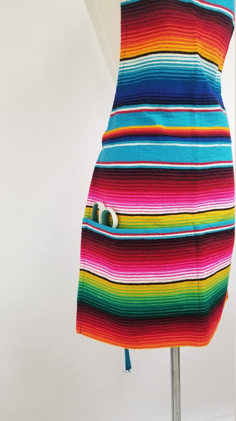 Personalized Apron, Mandil tradicional Mexicano, Traditional Sarepe Apron Delantal Sarape,  Custom Mexican Apron71