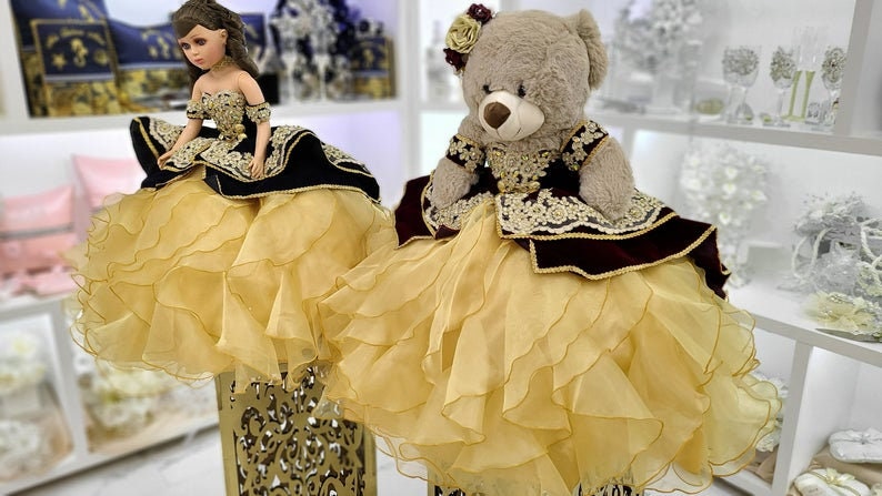 Personalized Quinceanera Teddy Bear Dress, Custom made Teddy Bear Dress, Includes Custom made Dress and Bear314