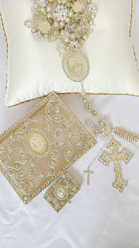 Set de Rosario, Arras y Lazo/Set of Rosary, Arras and Beautiful Wedding Lasso and Matching Rosary and Arras P44-JL220 8