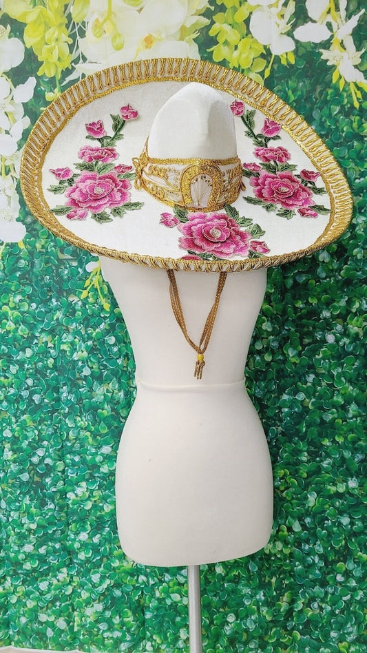 Sombrero de Charro, Sombrero Charro para adulto, Charro hat, Charro accesories, Charros, Sombrero, Flower Charro Hat158