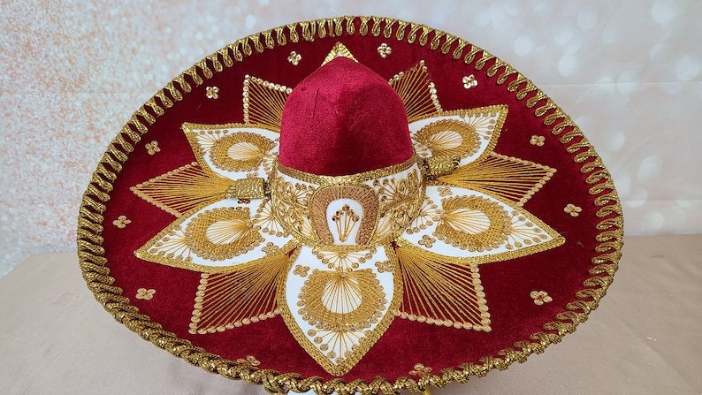 Sombrero de Charro, Sombrero Charro para adulto, Charro hat, Charro accesories, Charros, Sombrero, Flower Charro Hat104