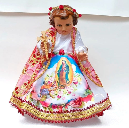 Trajecito de Virgen de Guadalupe Fino para Niño Dios con accesorios Incluidos, Ropon Guadalupano/Baby Jesus Outfit55