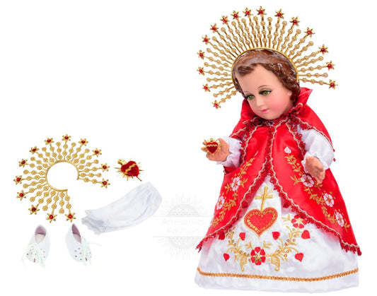 Trajecito de Sagrado Corazon de Jesus para Nino Dios con accesorios Incluidos/Baby Jesus Outfit/ Ropon de Nino Dios/Traje para Nino Dios120