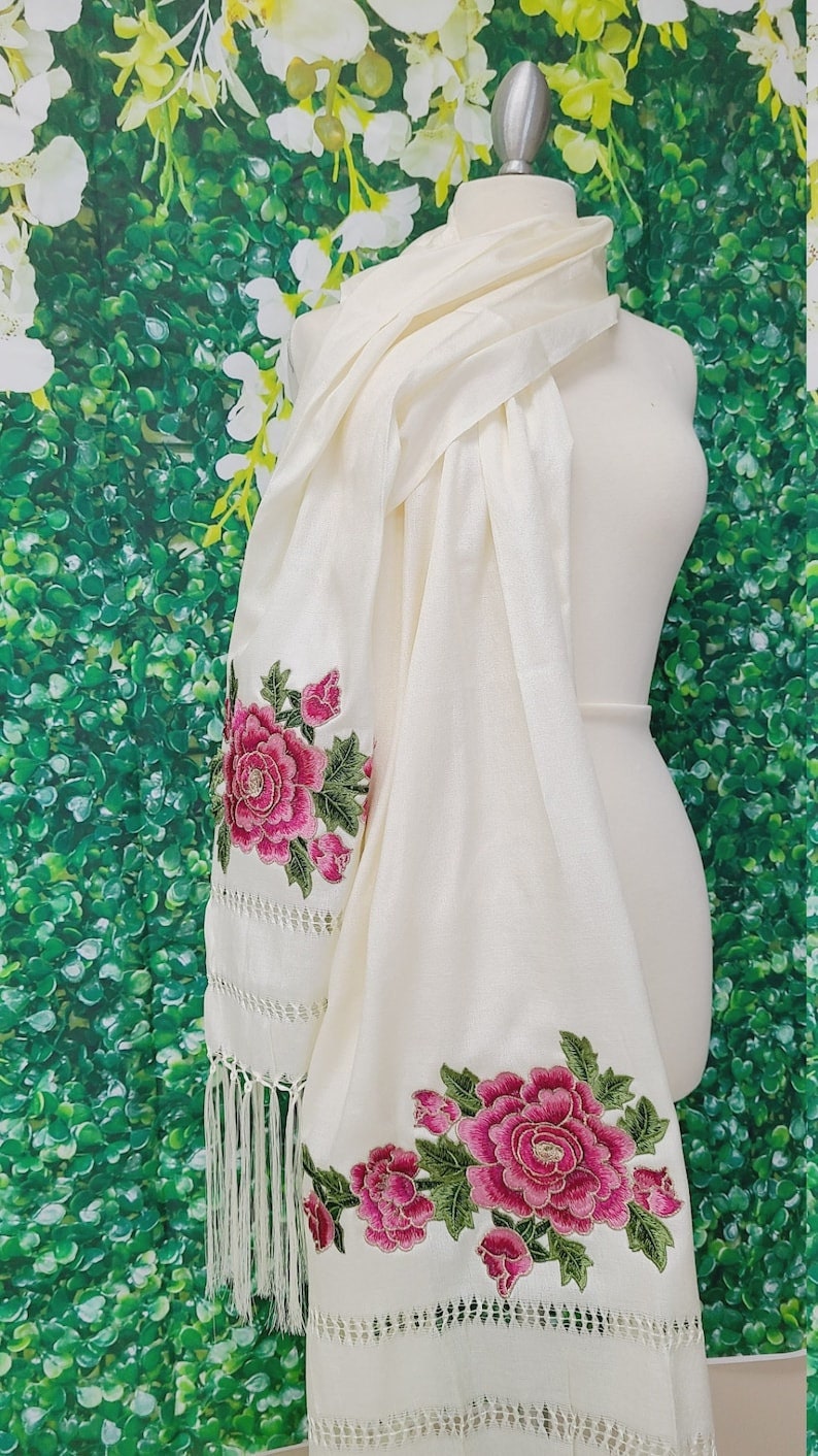 Reboso Shawl Rebozo Mexicano Mexican Wrap reboso de tela bordada fashion shawl, Floral Shawl Wrap embroidered178