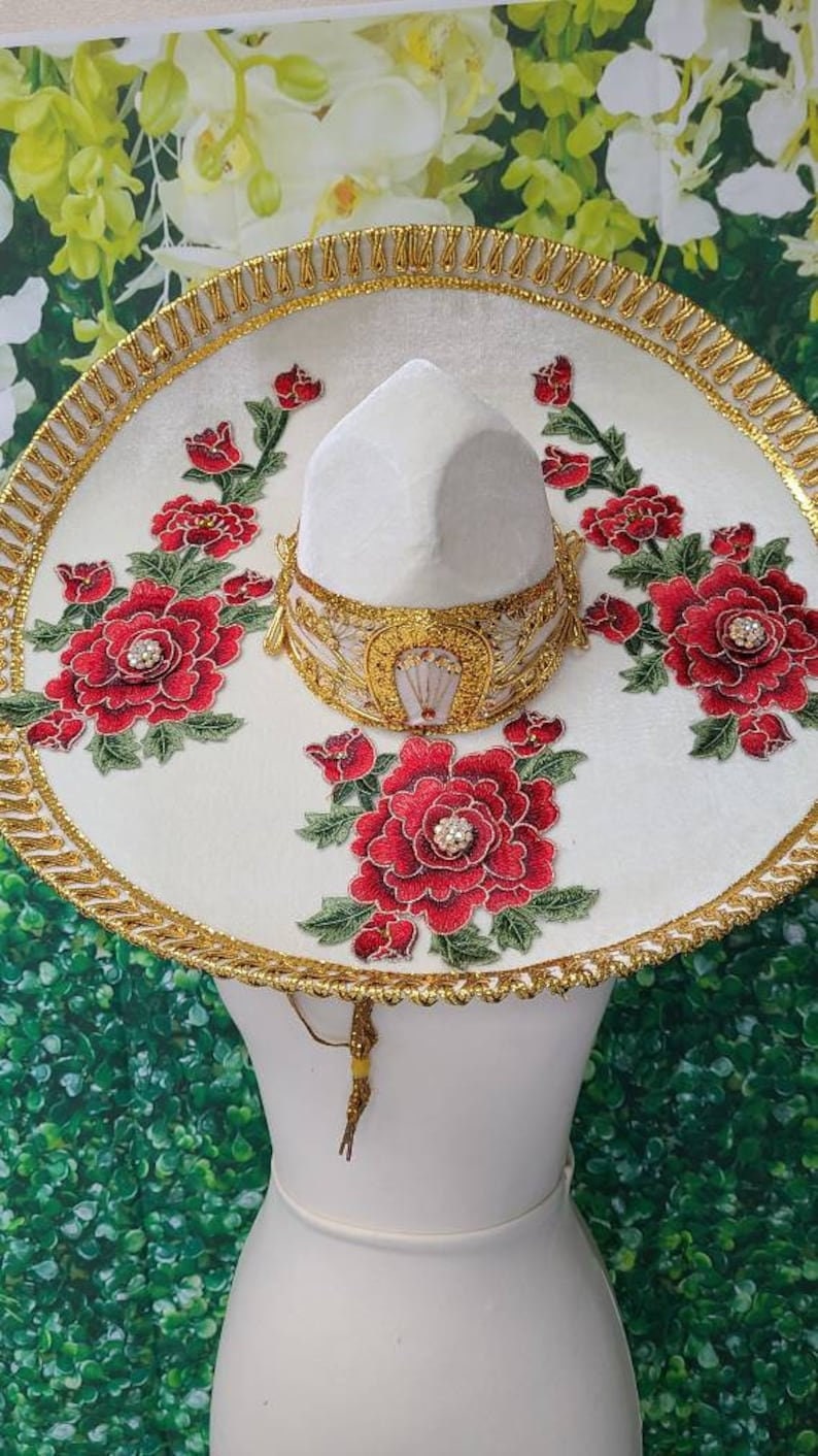 Sombrero de Charro, Sombrero Charro para adulto, Charro hat, Charro accesories, Charros, Sombrero, Flower Charro Hat158