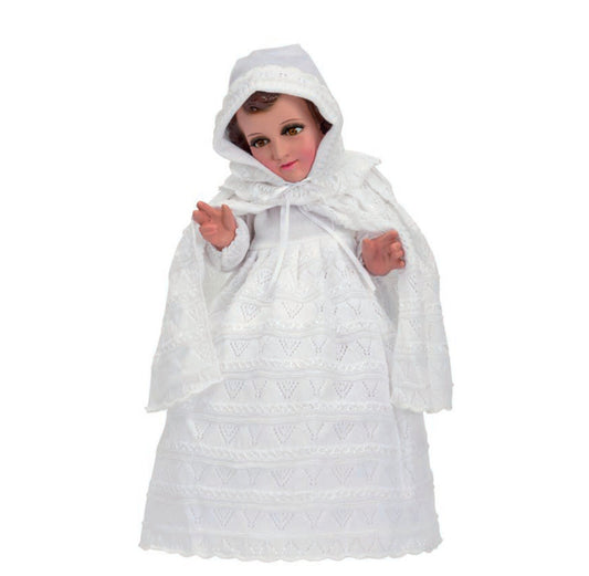 Trajecito Bordado Blanco Fino a Mano/Tejido para Niño Dios con accesorios Incluidos/Baby Jesus Outfit 73