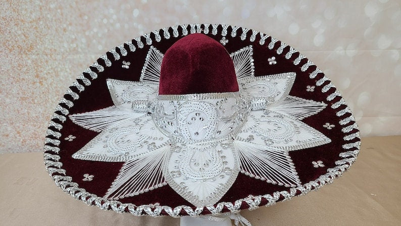 Sombrero de Charro, Sombrero Charro para adulto, Charro hat, Charro accesories, Charros, Sombrero, Flower Charro Hat104