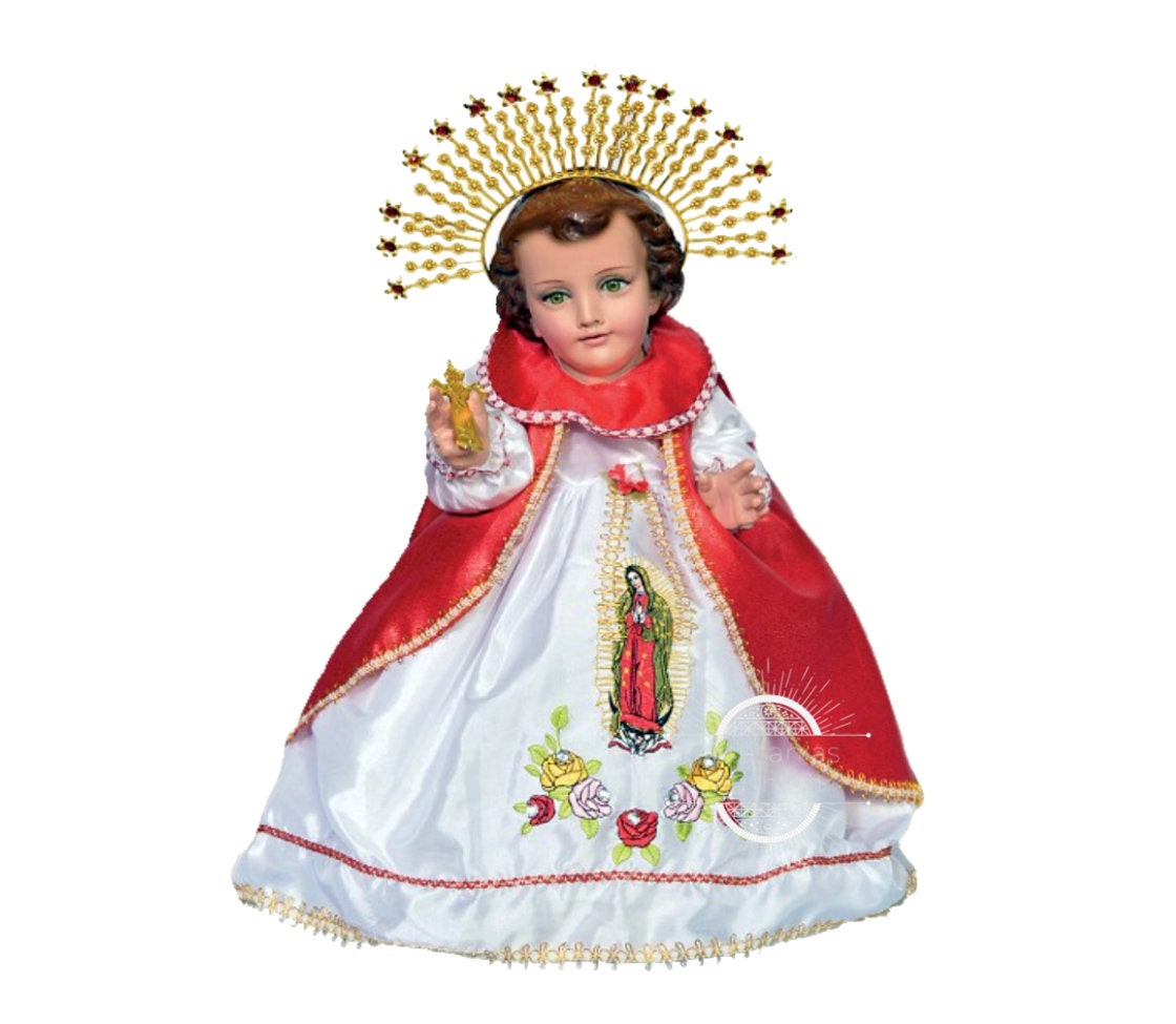 Trajecito de Virgen de Guadalupe para Niño Dios con accesorios Incluidos, Ropon Guadalupano/Baby Jesus Outfit119