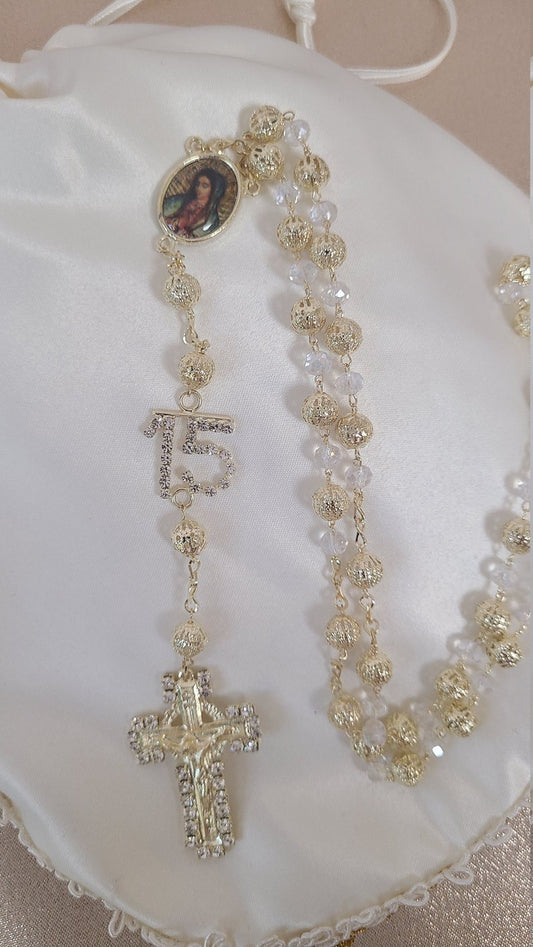 Beautiful Rosary for First Communion, Confirmation,  Quinceanera, Rosario para Quinceanero, Rosarie Quinceanos Favors Sweet Sixteen3