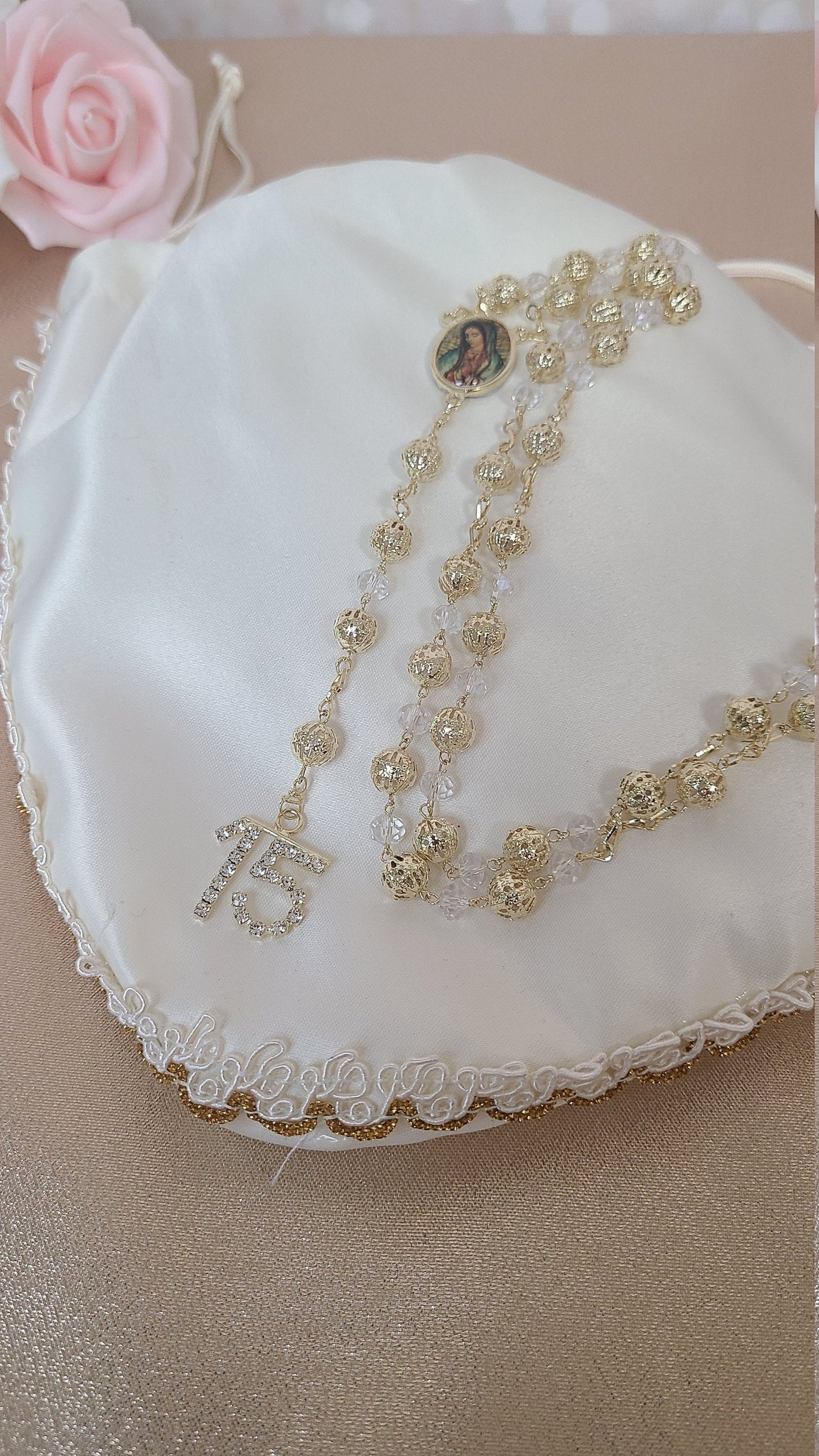 Beautiful Rosary for First Communion, Confirmation,  Quinceanera, Rosario para Quinceanero, Rosarie Quinceanos Favors Sweet Sixteen14