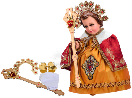 Trajecito de Nino del Sagrado Corazón Fino para Nino Dios con accesorios Incluidos/Baby Jesus Outfit/Ropon de Nino Dios/Traje para Nino Dios90