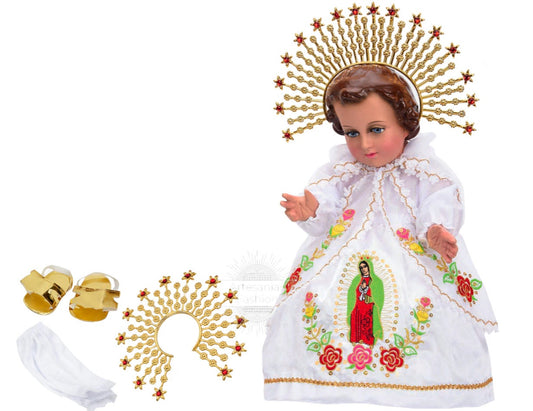 Trajecito de Virgen de Guadalupe para Niño Dios con accesorios Incluidos/Baby Jesus Outfit208