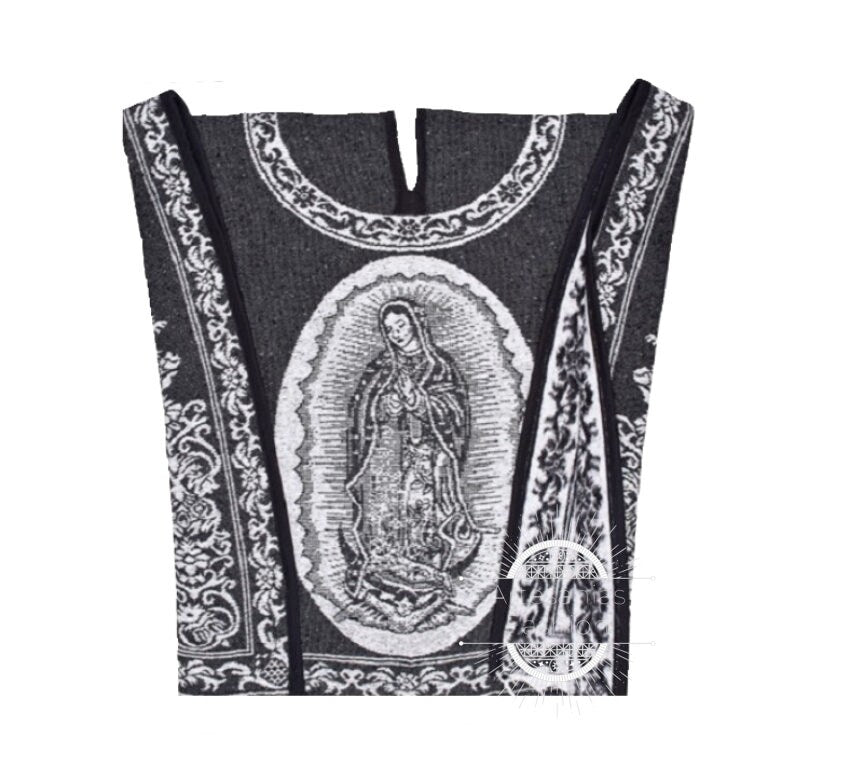 Mexican Poncho, Mexican Poncho with Aztec Calendar, Virgen de Guadalupe, Amor Eternoy Pancho, Handmade Serape Poncho One-Size Adult Poncho81