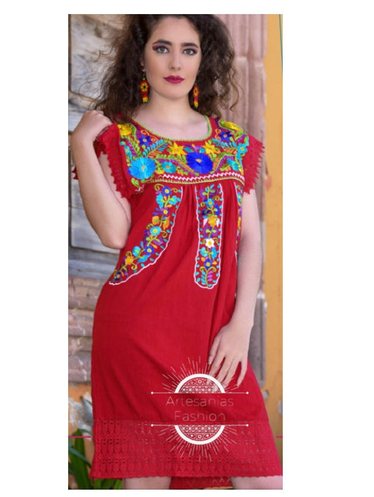 Vestido Mexican con Flores /Mexican Embroidery Dress with Flowers169