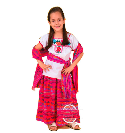 Vestido de Indiana con Flores Bordado a mano en tela de manta para Niña Traje Indita132