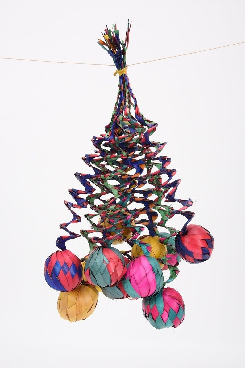 Woven Ornaments-Christmas-Handmade-Palm Leaf-Boho-Fiesta Christmas Tree-Decor Christmas Mexican Christmas Ornaments176
