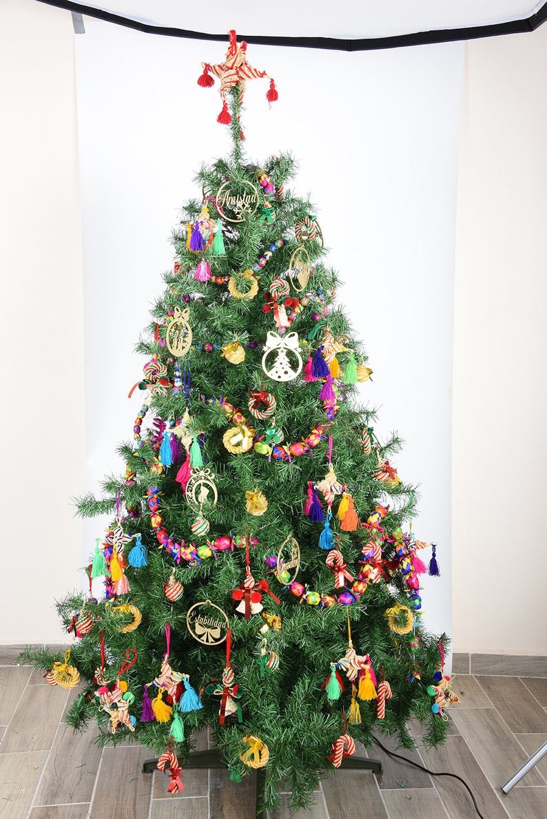 Woven Garland Ornaments-Christmas-Handmade-Palm Leaf-Boho-Fiesta Christmas Tree-Decor Christmas Mexican Christmas Ornaments33