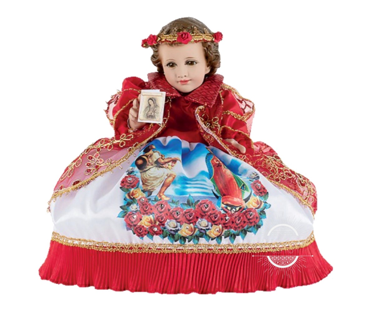 Trajecito de Virgen de Guadalupe del Tepeyac para Niño Dios con accesorios Incluidos, Ropon Guadalupano/Baby Jesus Outfit184