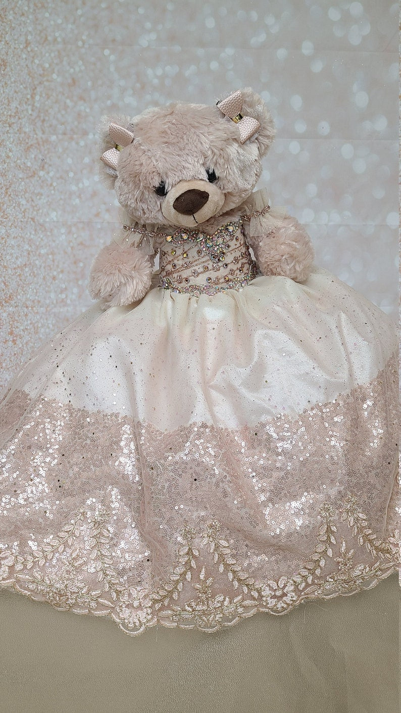 Personalized Quinceanera Teddy Bear Dress, Custom made Teddy Bear Dress, Includes Custom made Dress and Bear449