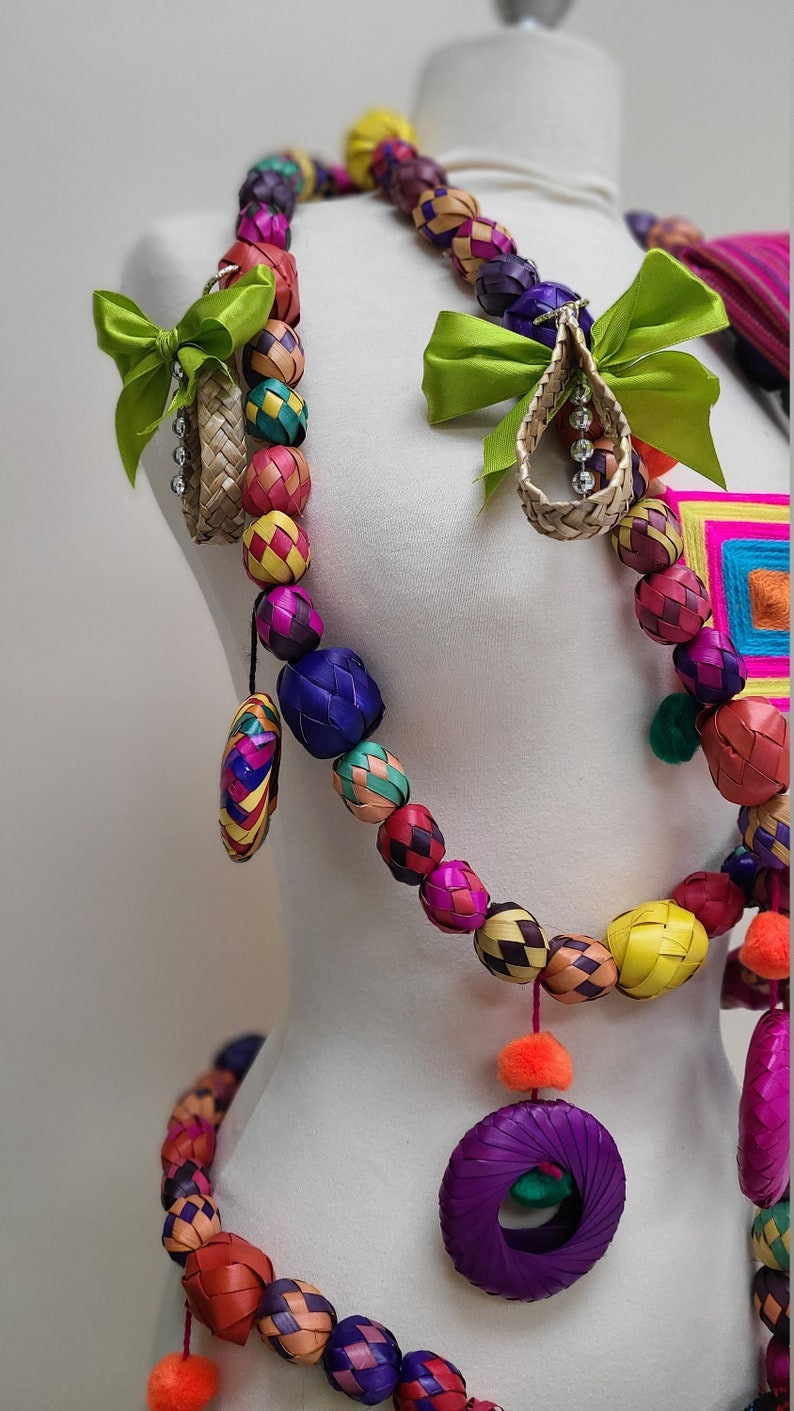 Woven Garland Ornaments-Christmas-Handmade-Palm Leaf-Boho-Fiesta Christmas Tree-Decor Christmas Mexican Christmas Ornaments156