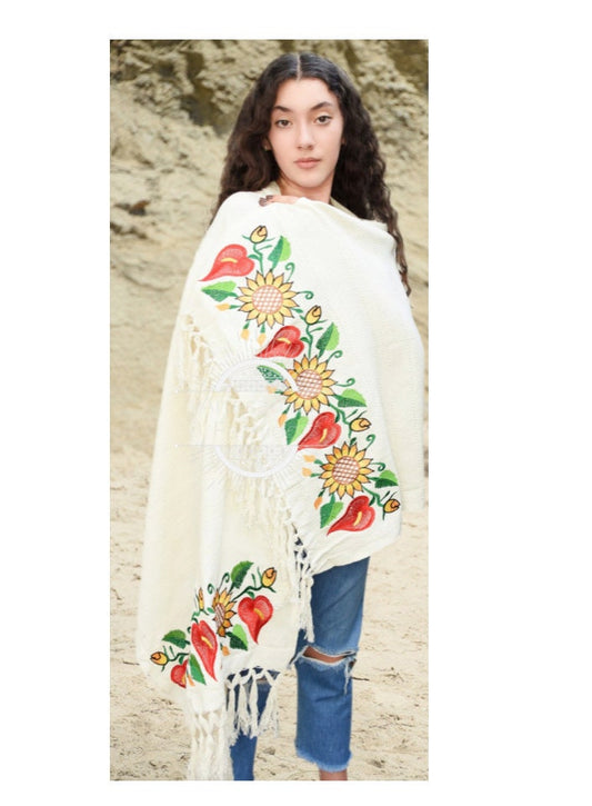 Reboso Shawl Rebozo Mexicano Mexican Wrap reboso de tela bordada fashion shawl, Floral Shawl Wrap embroidered196