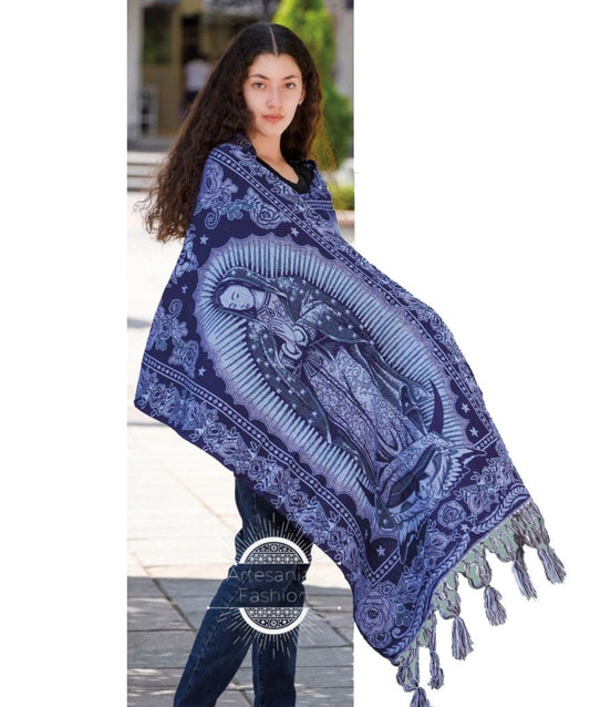 Rebozo Mexican con imagen de  la Virgen de Guadalupe  Mexican shawl with image of Virgen Mary130