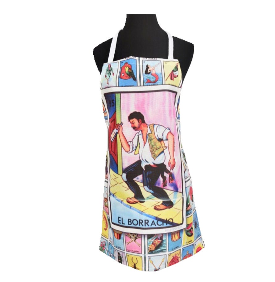 Mexican Loteria Apron, Mandil tradicional Mexicano, Traditional Apron Delantal,56