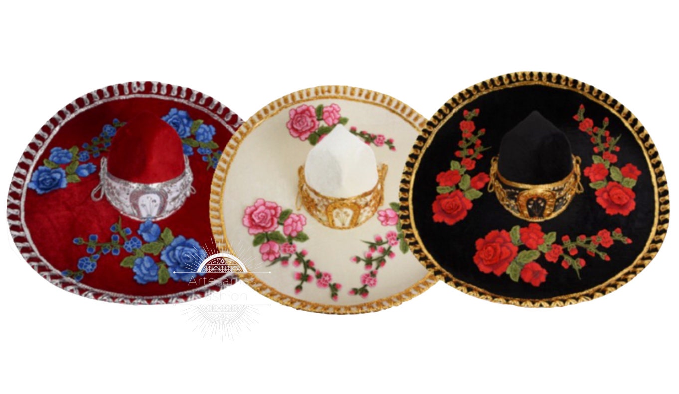 Sombrero de Charro, Sombrero Charro para adulto, Charro hat, Charro accesories, Charros, Sombrero, Flower Charro Hat144
