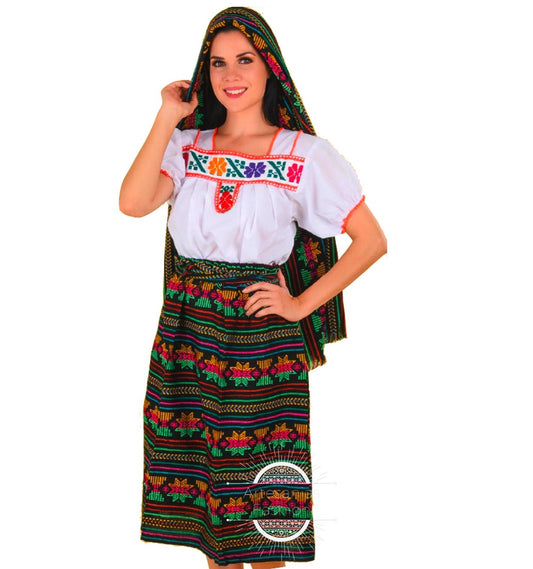 Vestido de Indiana con Flores Bordado a mano en tela de manta Traje de Indita59