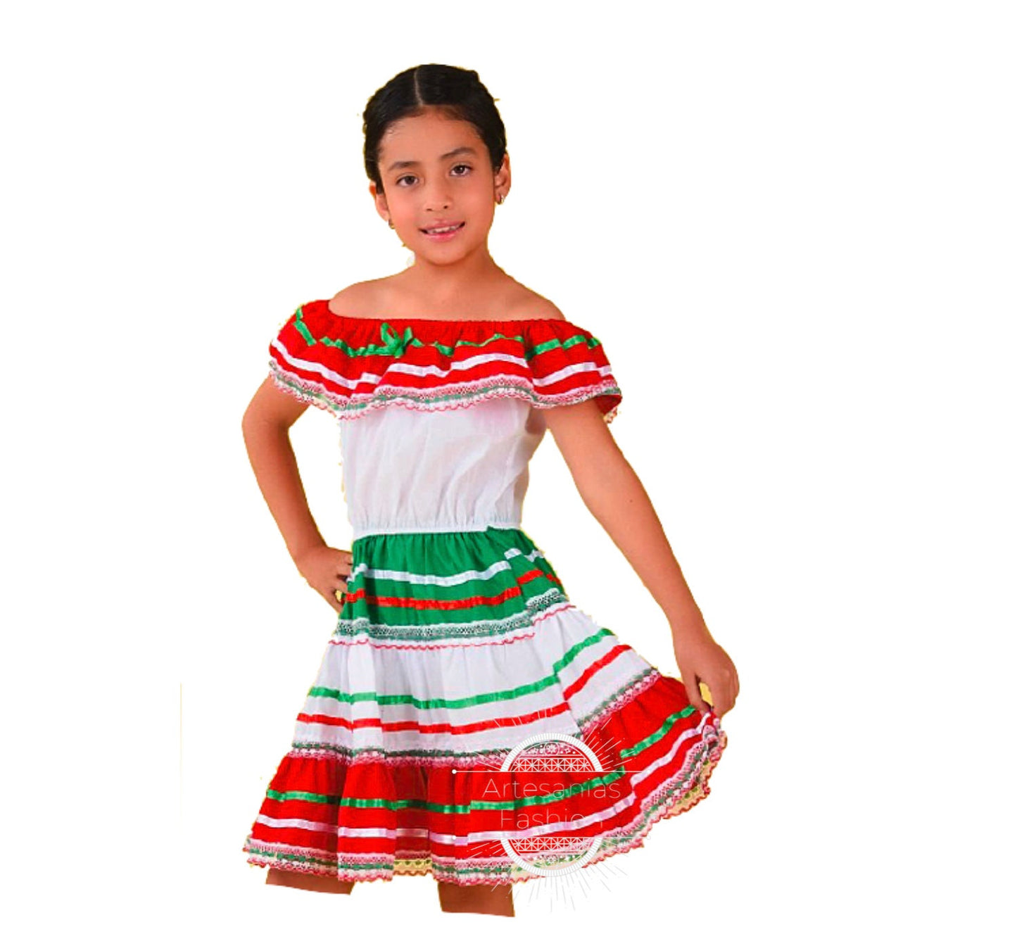 Vestido Patria Mexicano para Nina /Traditional Mexican Dress for Girl/ Vestido Tipico Mexicano para Nina137